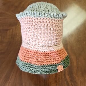 Adult Crochet Hat - Pink, Orange, and Green